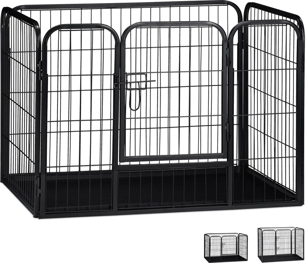 Relaxdays Puppyren - Hondenren - Puppykennel - Konijnenren - Bodem - Metaal - Div. Grootte - M 1 Relaxdays Puppyren - Hondenren - Puppykennel - Konijnenren - Bodem - Metaal - Div. Grootte - M
