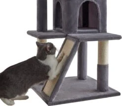 ACAZA Krabpaal, Kattenboom Met Krabbord En Huisjes Voor Meerdere Katten, Lichtgrijs -Dieren Product Winkel 1200x1039