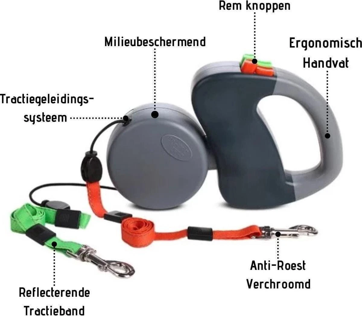 Merkloos Dubbele Hondenriem Voor Twee Honden - Grijs - Tot 22 Kg (per Hond) - 300 Cm 9 Merkloos Dubbele Hondenriem Voor Twee Honden - Grijs - Tot 22 Kg (per Hond) - 300 Cm - Afbeelding 9