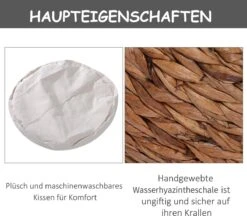 PawHut Kattenmand Rotan Kattennest Kattenbed Met Kussen Huisdierbed Bruin D30-104 -Dieren Product Winkel 1200x1050 1