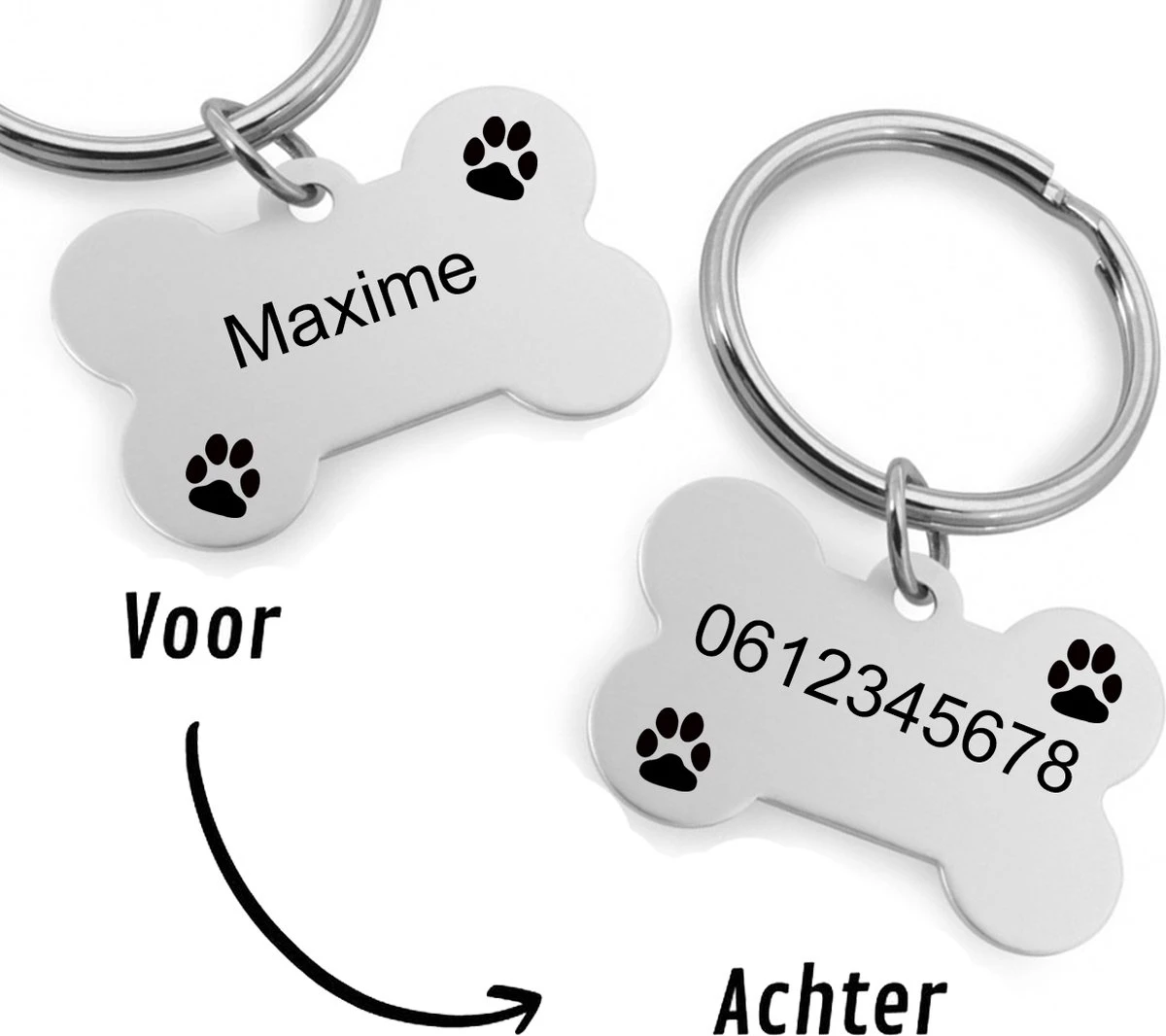 Akyol - Dubbelzijdige Hondenpenning Bot Klein - Formaat 31x21mm - Hondenpenning Inclusief Graveren - Hondenpenning Met Naam - Dierenpenning 1 Akyol - Dubbelzijdige Hondenpenning Bot Klein - Formaat 31x21mm - Hondenpenning Inclusief Graveren - Hondenpenning Met Naam - Dierenpenning
