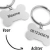 Akyol - Dubbelzijdige Hondenpenning Bot Klein - Formaat 31x21mm - Hondenpenning Inclusief Graveren - Hondenpenning Met Naam - Dierenpenning