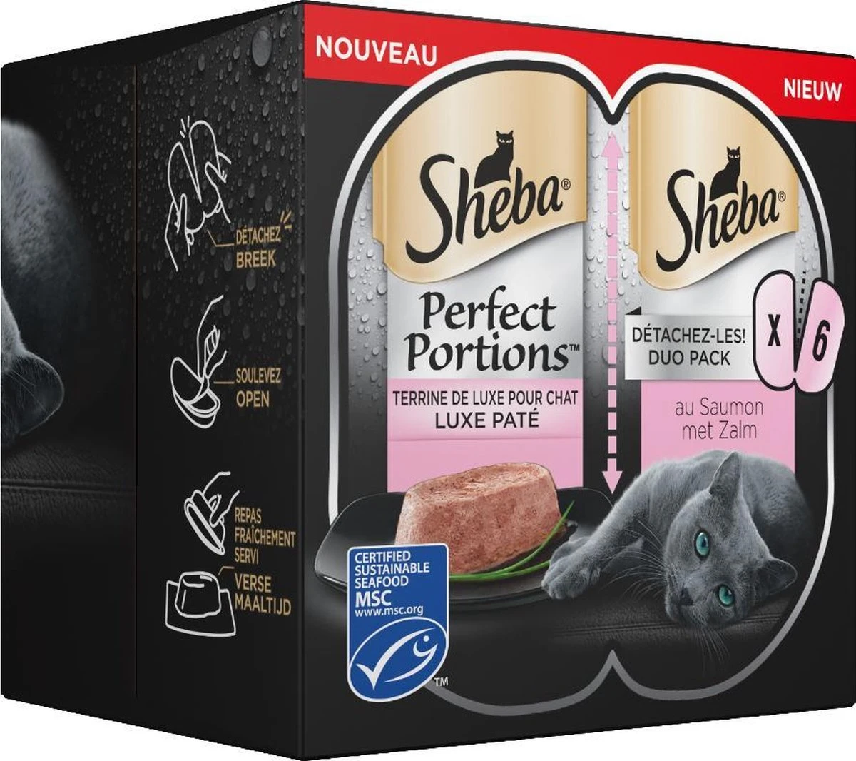 Sheba Perfect Portions Paté Katten Natvoer - Zalm - 48 Stuks 2 Sheba Perfect Portions Paté Katten Natvoer - Zalm - 48 Stuks - Afbeelding 2