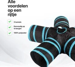 Tavaro Kattentunnel 5 Gangen - Met Speelbal - Kattenspeelgoed - Zwart / Blauw -Dieren Product Winkel 1200x1067 1