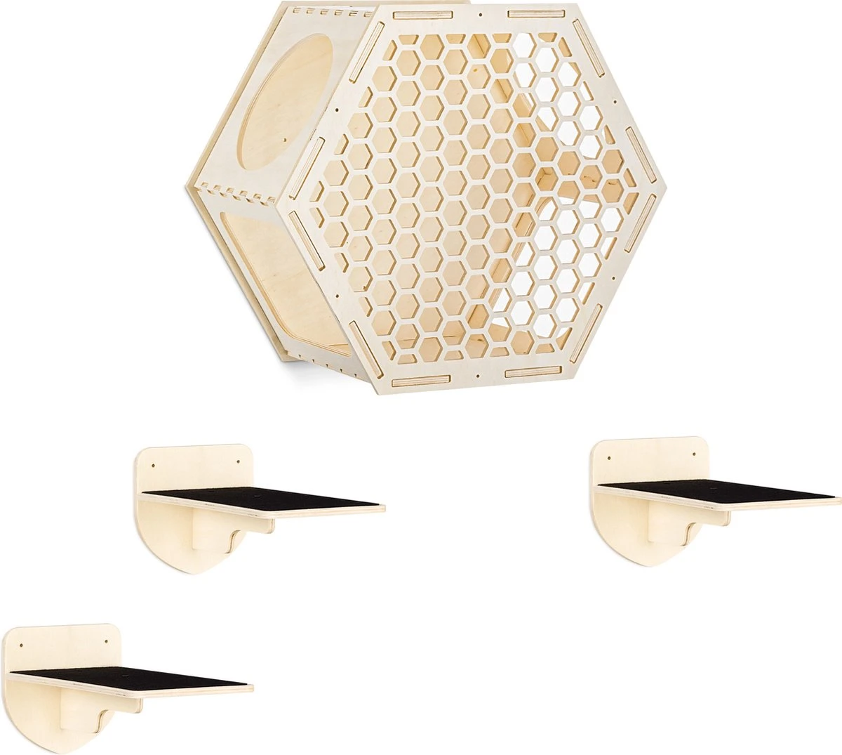 Navaris Katten Klimwand 4-delige Set - Katten Klimmuur Voor Binnenshuis - Kattenmeubel Met Wandmontage - Met Drie Plankjes Voor Meer Klimplezier 1 Navaris Katten Klimwand 4-delige Set - Katten Klimmuur Voor Binnenshuis - Kattenmeubel Met Wandmontage - Met Drie Plankjes Voor Meer Klimplezier