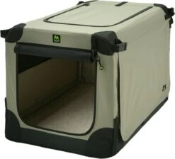 Maelson Soft Kennel - Robuuste Hondenbench Van Zacht Materiaal - Opvouwbare Kennel Met Stevig Stalen Binnenframe - Beige/zwart - XXS / XS / S / M / L / XL / XXL - 72 S