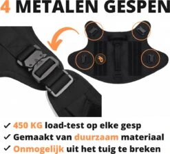 Always Prepared © Pro K9 Tuig + Riem – Anti Trek Tuig – Honden Harnas – Y Tuig Hond – Tactical Hondenvest – Best Getest 2022 – Tuigje Hond – Middel En Grote Hond – Honden Tuigje – Harnas Hond – Veiligheidstuig – 450KG Anti Trek Test – Zwart Maat L -Dieren Product Winkel 1200x1094 4