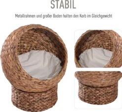 PawHut Kattenmand Rotan Kattennest Kattenbed Met Kussen Huisdierbed Bruin D30-104 -Dieren Product Winkel 1200x1096 9