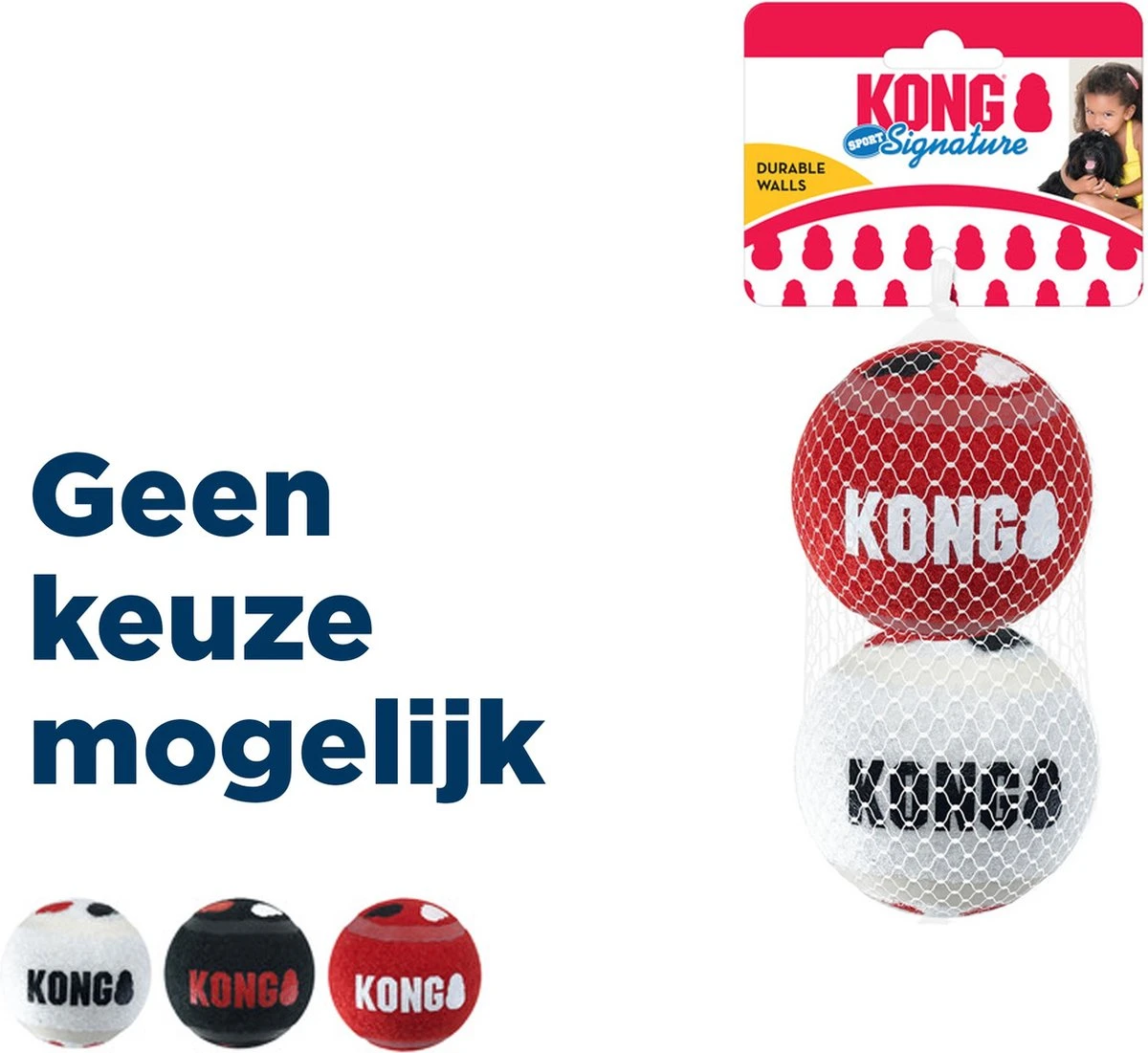 KONG Signature Speelballen L - Steviger Dan Tennisballen - Niet Schurend Materiaal - Speelbal Voor Honden - 2 Stuks 2 KONG Signature Speelballen L - Steviger Dan Tennisballen - Niet Schurend Materiaal - Speelbal Voor Honden - 2 Stuks - Afbeelding 2