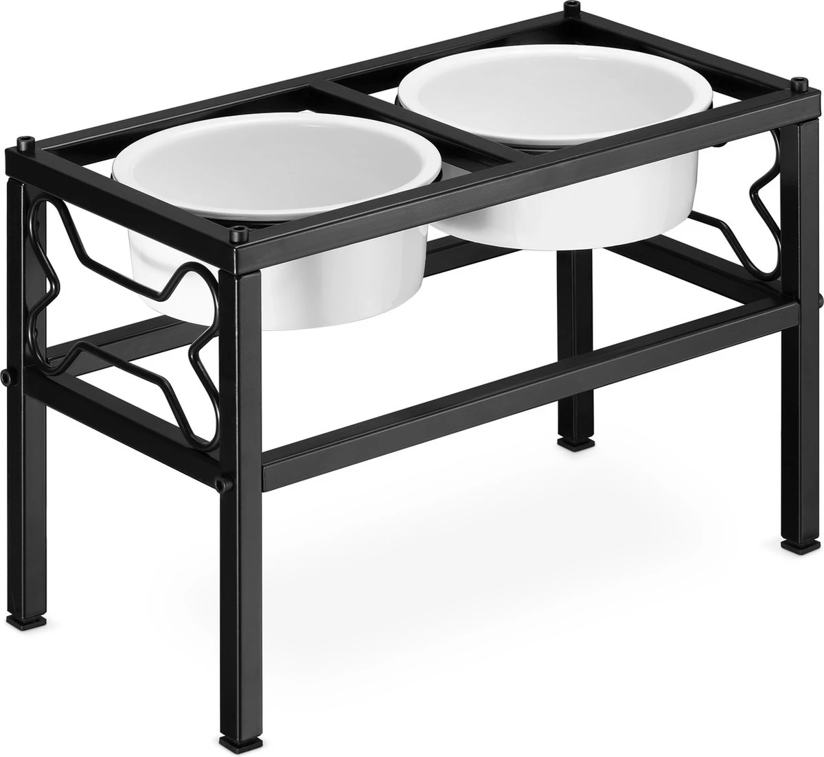 Navaris Verhoogde Voerbakset Met Standaard - 2 Keramische Voerbakken In Metalen Houder - 28 Cm Hoog - Voor Middelgrote En Grote Honden 1 Navaris Verhoogde Voerbakset Met Standaard - 2 Keramische Voerbakken In Metalen Houder - 28 Cm Hoog - Voor Middelgrote En Grote Honden