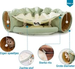 Pishoo® Kattentunnel - Speeltunnel Kat - Kattenspeeltjes - Kattenmand - Kattenhuis - Lichtgroen -Dieren Product Winkel 1200x1107 17