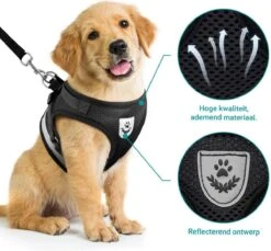 Hondentuig, Hondenharnas Met Hondenriem – Reflecterend - Zwart – Maat S (borst 30-35 Cm) -Dieren Product Winkel 1200x1113 8