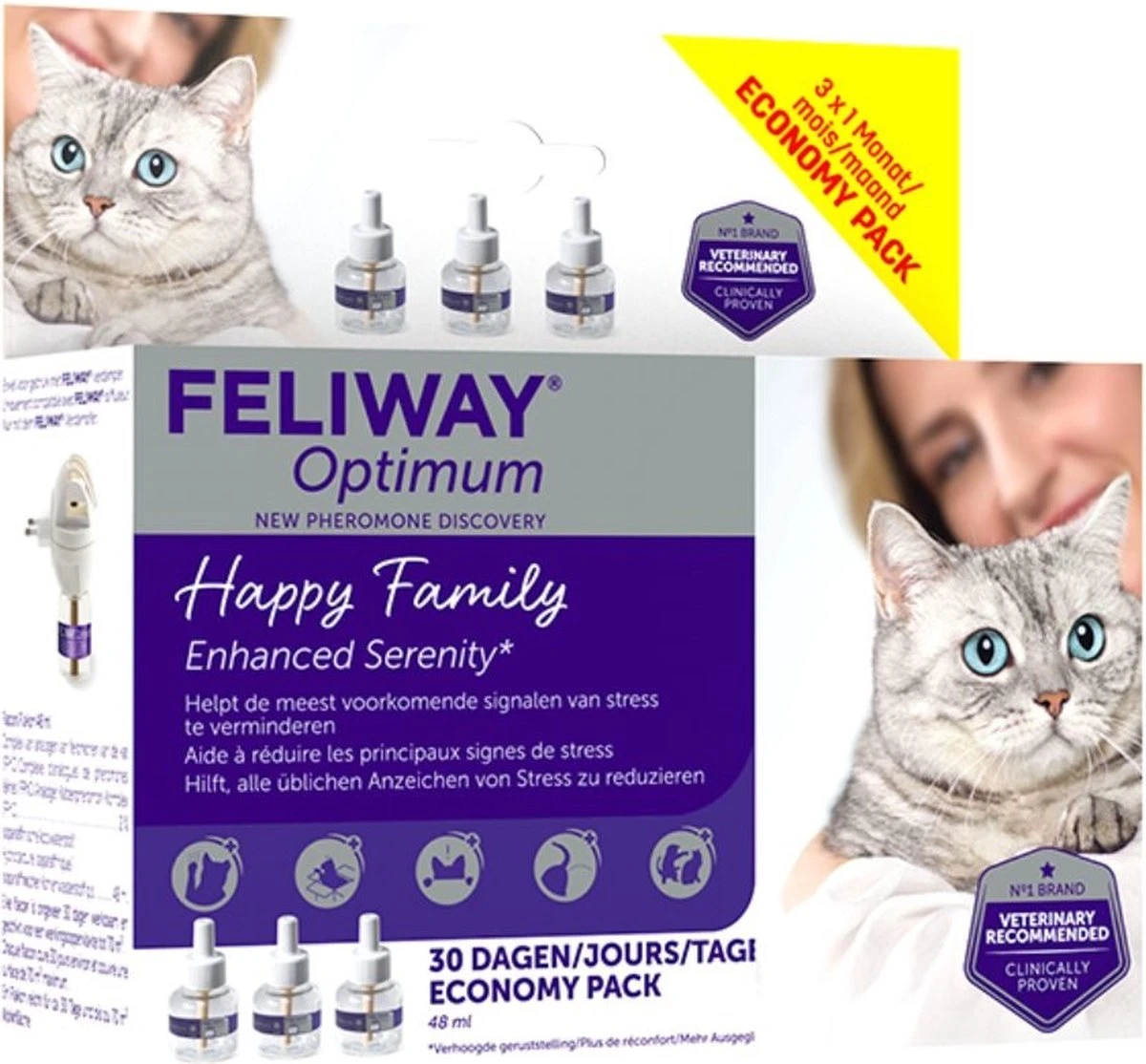 Feliway Optimum - Navulling - Flacon 48ml - Anti-stress Kat 3 Feliway Optimum - Navulling - Flacon 48ml - Anti-stress Kat - Afbeelding 3