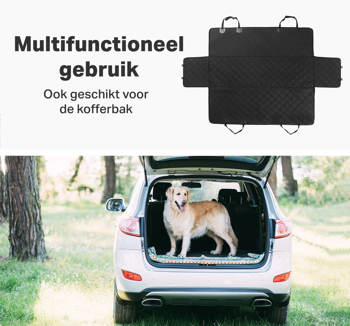 Vivid Green Hondendeken Voor Achterbank En Kofferbak - Inclusief Opbergzakken - Auto - Universeel - Zwart 4 Vivid Green Hondendeken Voor Achterbank En Kofferbak - Inclusief Opbergzakken - Auto - Universeel - Zwart - Afbeelding 4