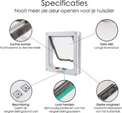 Merkloos Kattenluik - Inclusief Tunnel - 4 Vergendelingsstanden - Wit - Waterdicht - 23 X 25 X 5.5 Cm -Dieren Product Winkel 1200x1117 4