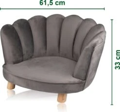 Maxxpro Katten- En Hondenstoel - Grijs - Verhoogd Met Houten Poten - Fluweel Materiaal - 61.5 X 52 X 33 CM - Huisdieren Tot 80 KG -Dieren Product Winkel 1200x1119 7