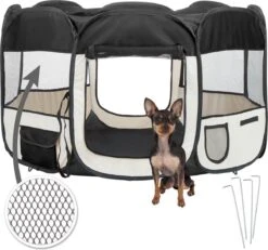 Dailyibed Opvouwbare Puppyren - Zwart - 115x115x58 Cm - Incl. Draagtas - Incl. Voederbak -Dieren Product Winkel 1200x1120 10
