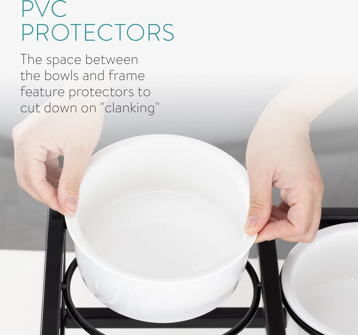 Navaris Verhoogde Voerbakset Met Standaard - 2 Keramische Voerbakken In Metalen Houder - 28 Cm Hoog - Voor Middelgrote En Grote Honden 2 Navaris Verhoogde Voerbakset Met Standaard - 2 Keramische Voerbakken In Metalen Houder - 28 Cm Hoog - Voor Middelgrote En Grote Honden - Afbeelding 2