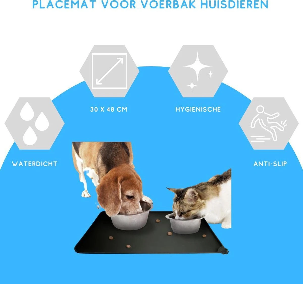 Winkrs - Placemat Voor Voerbak Van Hond Of Kat Huisdieren - Zwart Siliconen Waterdicht 4 Winkrs - Placemat Voor Voerbak Van Hond Of Kat Huisdieren - Zwart Siliconen Waterdicht - Afbeelding 4