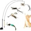 Kattenspeelgoed - Simulatie Vogel - Interactieve Grappige Kattenspeeltjes - Kattenhengel Met Zuignap + 4 Vogels + Een Kattenhengel GRATIS