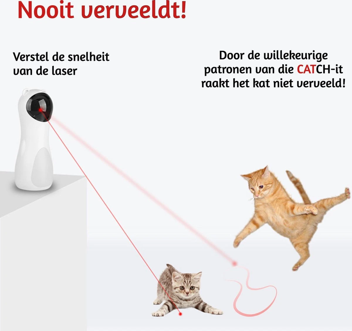 Merkloos Automatisch Kattenspeeltje Laser Intelligent Interactief Voor Katten – Laser Kat – 3 Verschillende Standen – Incl. Oplaadkabel – Geruisloze Motor 3 Merkloos Automatisch Kattenspeeltje Laser Intelligent Interactief Voor Katten – Laser Kat – 3 Verschillende Standen – Incl. Oplaadkabel – Geruisloze Motor - Afbeelding 3