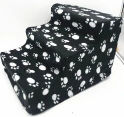 Merkloos Honden Trap Zwart Met Print 35x45x30 Cm - Dierentrap - Hondentrapje