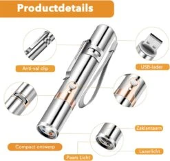DOWO® - Laserpen - USB Oplaadbaar - Kattenspeeltjes - 7 Verschillende Standen - Laserlampje - RVS Zilver - Laser Pointer -Dieren Product Winkel 1200x1133 4