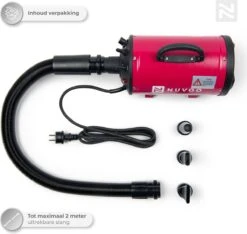 Nuvoo Professionele Hondenföhn / Waterblazer / Hondenborstel Met 3 Opzetstukken - Verstelbare Vermogen Tot 2200W - Warme / Koude Stand - Rood -Dieren Product Winkel 1200x1136 13