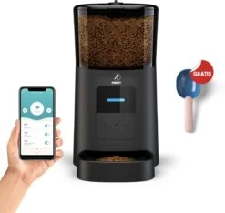 Pawsy® AR1 - Automatische Voerbak – Automatische Voederbak Kat - Kattenvoerautomaat - Voerdispenser - Zwart - 6L - Smart App – Instelbaar Voedingsschema Voor Huisdier – GRATIS Opscheplepel