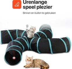 Tavaro Kattentunnel 5 Gangen - Met Speelbal - Kattenspeelgoed - Zwart / Blauw -Dieren Product Winkel 1200x1140 1