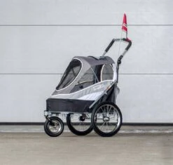 InnoPet Sporty Dog Trailer Deluxe - Hondenfietskar - Zwart/Zilvergrijs - 71x44x63cm