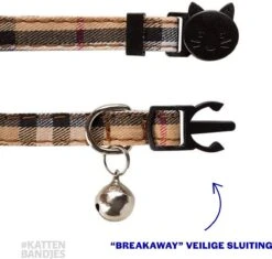 Halsband Kat | Kattenband | Kattenhalsbandje | Kitten | Kattenbandje Met Belletje | Kattenhalsbandjes Met Veiligheidssluiting In Dé Klassieke Beige Ruit -Dieren Product Winkel 1200x1140 2