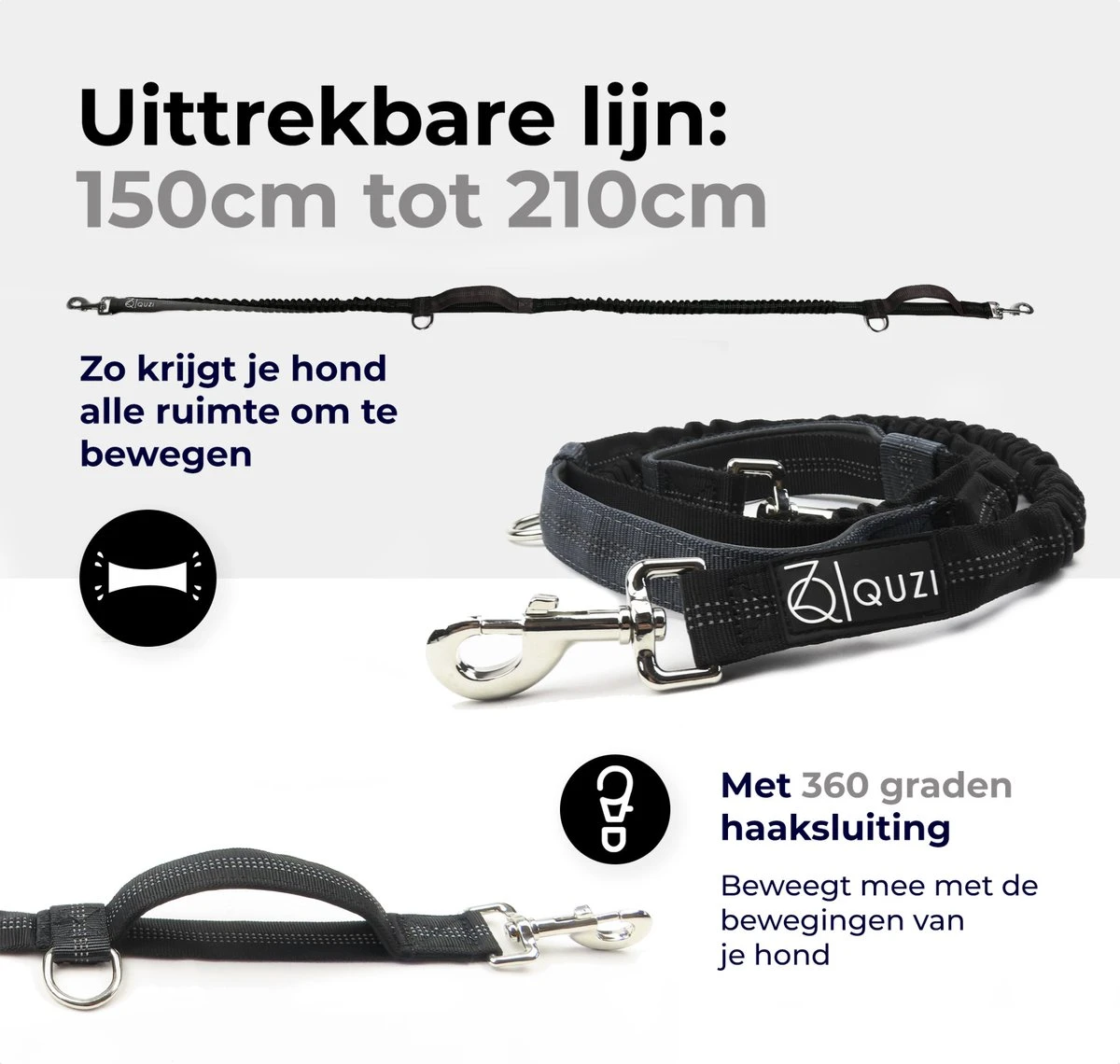 Canicross Looplijn Hond Met Heupriem Voor Hardlopen - Elastische Handsfree Hondenriem - Honden Trainingslijn - 150/210cm - Zwart 4 Canicross Looplijn Hond Met Heupriem Voor Hardlopen - Elastische Handsfree Hondenriem - Honden Trainingslijn - 150/210cm - Zwart - Afbeelding 4