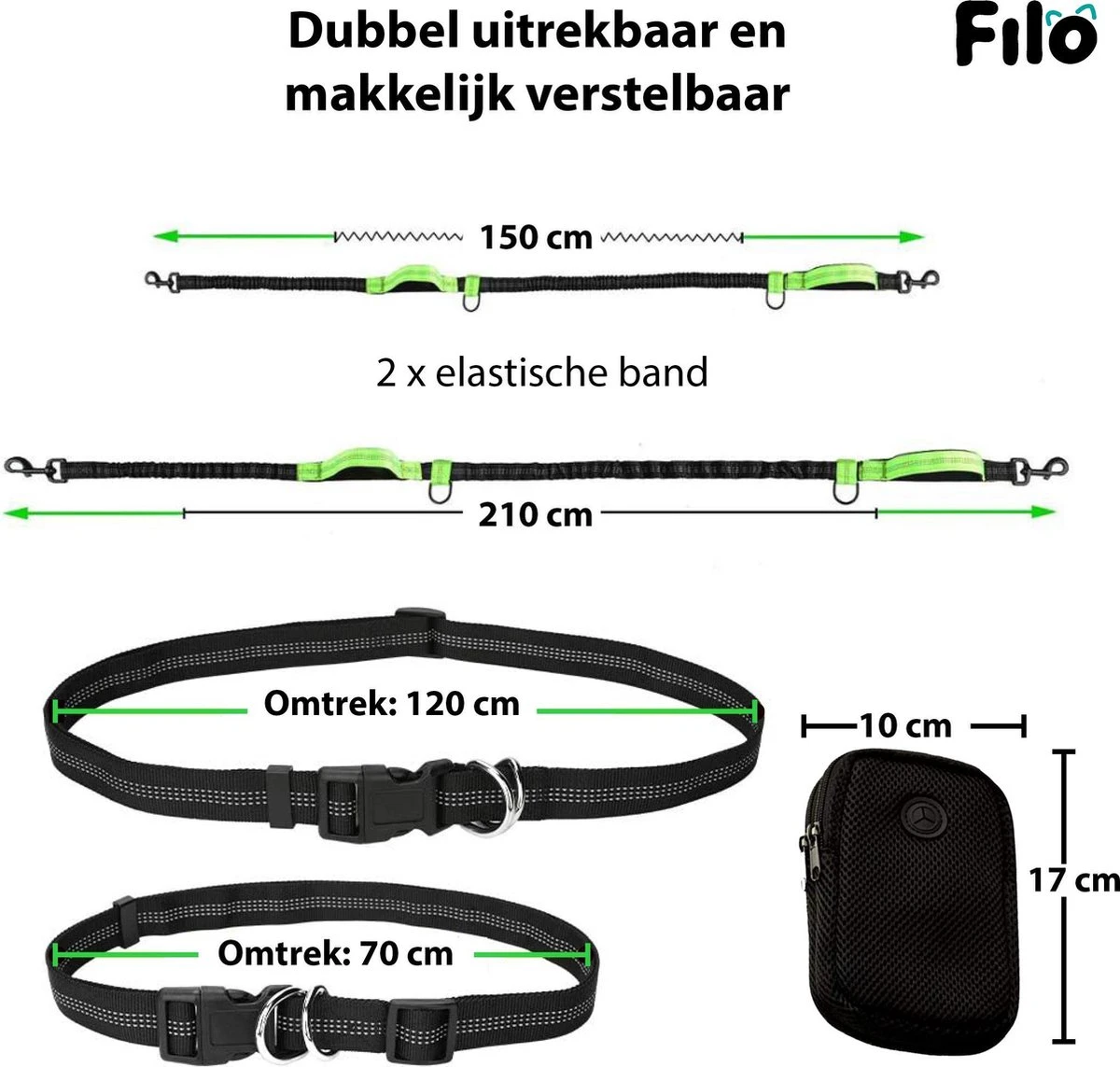 Filo Elastische Hondenriem Groot - Hardlopen En Wandelen - Hardloopriem Hond Handsfree Met Heuptasje - Looplijn Met Heupriem - Canicross Gordel Honden - Riemen - Heupgordel - Leiband 5 Filo Elastische Hondenriem Groot - Hardlopen En Wandelen - Hardloopriem Hond Handsfree Met Heuptasje - Looplijn Met Heupriem - Canicross Gordel Honden - Riemen - Heupgordel - Leiband - Afbeelding 5