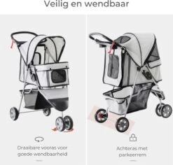 Zenzee - Hondenbuggy - Honden Buggy - Hondentrolley - Hondenwagen - Opvouwbaar - Parkeerrem - Opbergruimte - Grijs 12 Zenzee - Hondenbuggy - Honden Buggy - Hondentrolley - Hondenwagen - Opvouwbaar - Parkeerrem - Opbergruimte - Grijs -Dieren Product Winkel 1200x1145 13