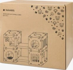 Navaris Modulaire Golfkartonnen Huisdieren Speelblokken - Golfkarton Speelhuis Met 4 Blokken En 2 Bruggen - Voor Kleine Katten, Kittens En Konijnen -Dieren Product Winkel 1200x1145 5