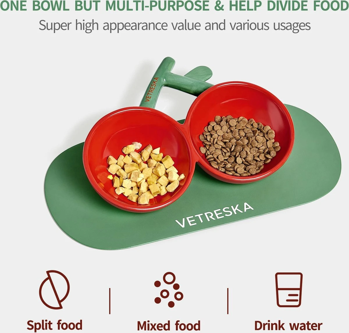 VETRESKA Kattenvoerbak Antislip Voerbakken Voor Voer En Water, Keramische Kantelbare Voerbakken Voor Katten Bescherm De Ruggengraat Van De Kat Anti-braken, Brede Voerbakken Voor Puppy's Ondiepe Kattenbak Voor Honden 5 VETRESKA Kattenvoerbak Antislip Voerbakken Voor Voer En Water, Keramische Kantelbare Voerbakken Voor Katten Bescherm De Ruggengraat Van De Kat Anti-braken, Brede Voerbakken Voor Puppy's Ondiepe Kattenbak Voor Honden - Afbeelding 5