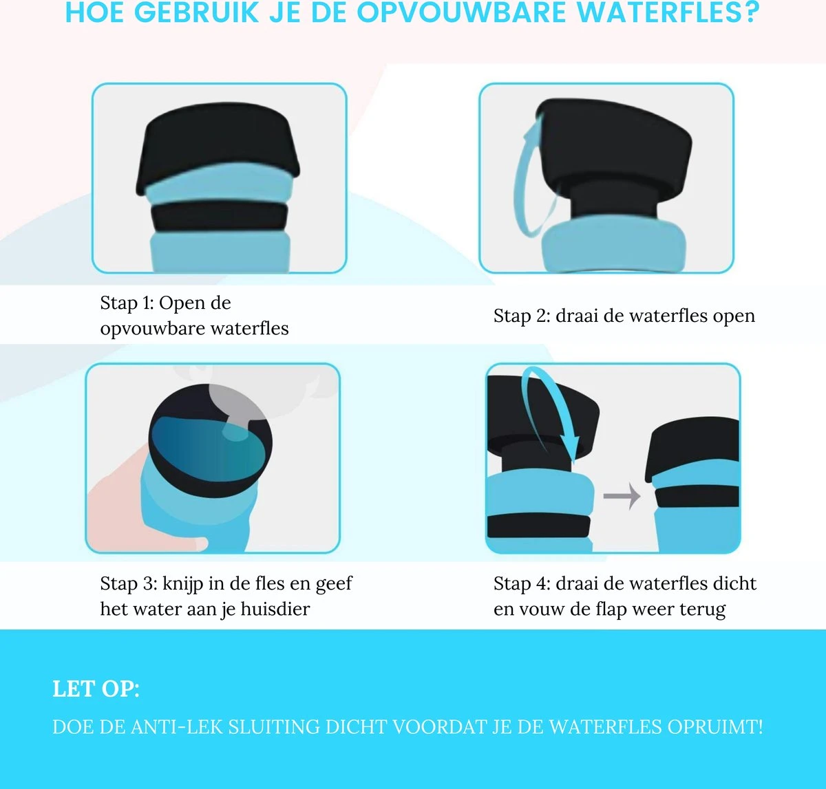 VEDIC® - Honden Drinkfles Blauw - Lekvrije Waterfles - Bidon - BPA Vrij - Voor Onderweg - 520ML 3 VEDIC® - Honden Drinkfles Blauw - Lekvrije Waterfles - Bidon - BPA Vrij - Voor Onderweg - 520ML - Afbeelding 3