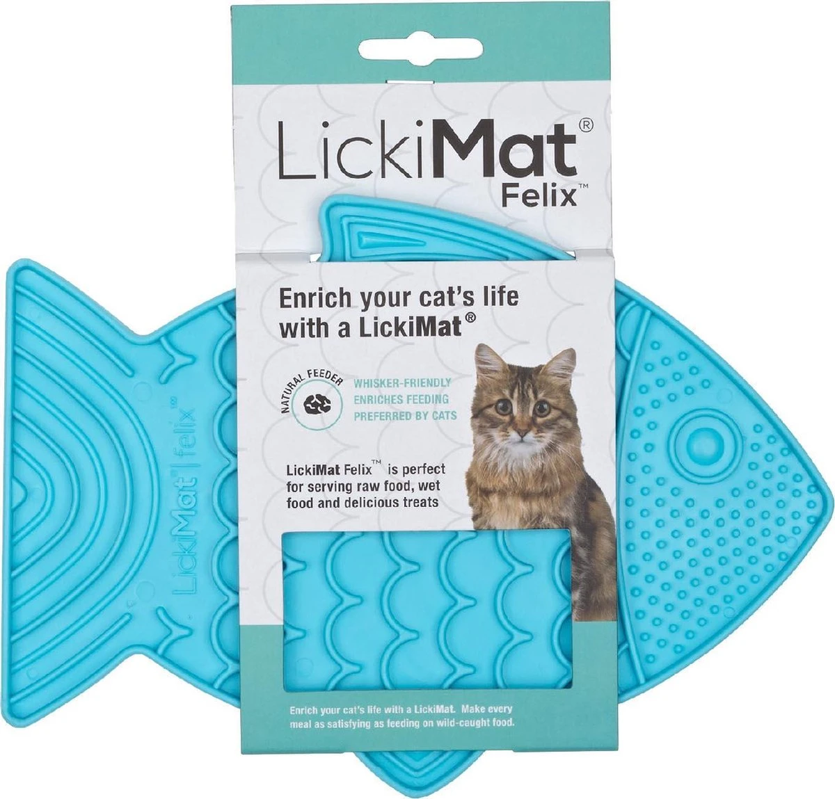 Lickimat Licki Mat Kat Likmat Felix Turquoise, 22 Cm. 2 Lickimat Licki Mat Kat Likmat Felix Turquoise, 22 Cm. - Afbeelding 2
