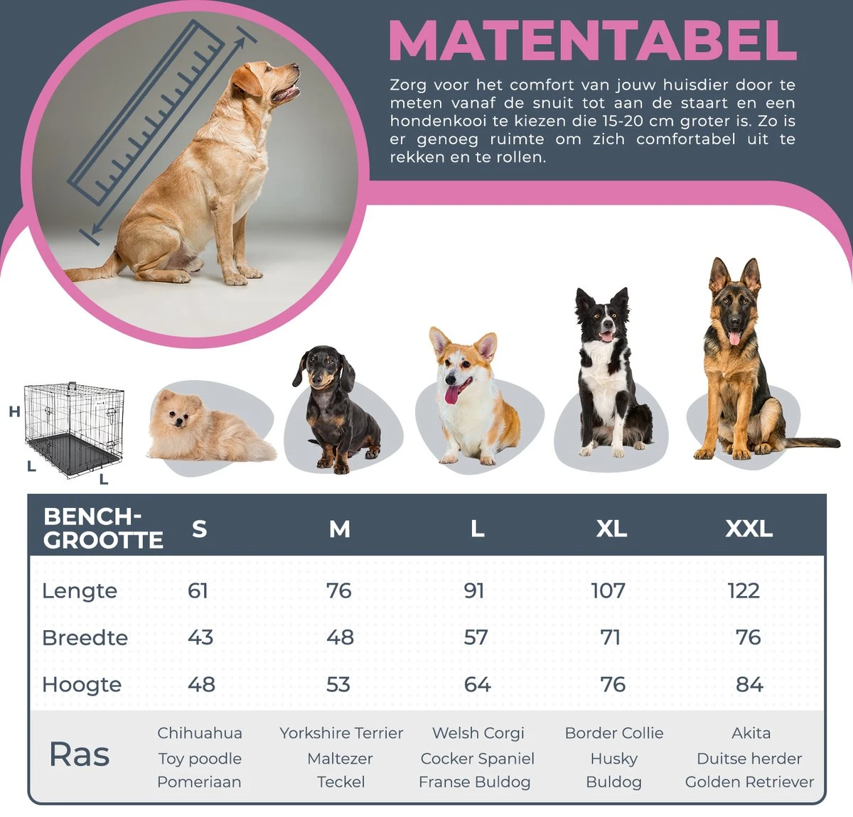 MaxxPet Hondenbench - Bench - Bench Voor Honden - Hondenbench Opvouwbaar - Incl. Plaid - 91 X 57 X 64 Cm 2 MaxxPet Hondenbench - Bench - Bench Voor Honden - Hondenbench Opvouwbaar - Incl. Plaid - 91 X 57 X 64 Cm - Afbeelding 2