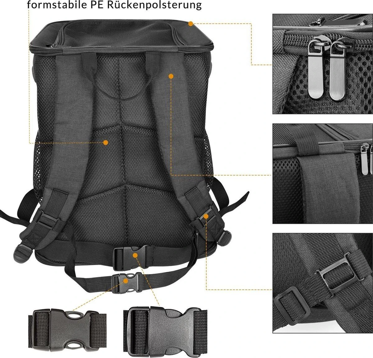 Cadoca Hondenrugzak - Tot 12kg Draagcomfort Verstelbaar - Zwart 8 Cadoca Hondenrugzak - Tot 12kg Draagcomfort Verstelbaar - Zwart - Afbeelding 8