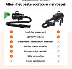 Captain Pup's Professionele Hondenföhn Met 4 Opzetstukken - Bijgeleverde Hondenborstel - Waterblazer Voor Honden - Zwart -Dieren Product Winkel 1200x1153 10