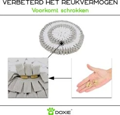 Doxie® Hondenspeelgoed – Speelgoed Hond – Snuffelmat – Antislip – Wasbaar – ⌀ 50 Cm – Lichtgrijs Met Wit -Dieren Product Winkel 1200x1153 40