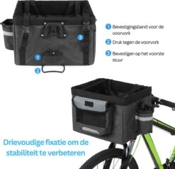 Fietsmand Hond Afneembaar Voor Volwassenen - Zwarte Fietsmand Honden Voorop - Mand Accessoires & Reflectiestrip - Hoge Kwaliteit -Dieren Product Winkel 1200x1156 11