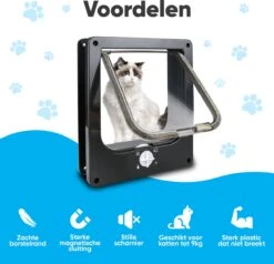 BFreshPets Kattenluik + Massageborstel - Met Tunnel - 4 Vergrendelingsstanden - Weersbestendig - Maat L - Zwart - 27 X 24 Cm -Dieren Product Winkel 1200x1156 3