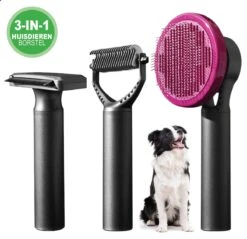 Hondenborstel Set 3 In 1 - Hondenkam - Borstelset - Klittenkam Hond - Ondervacht Kam - Furminator - Slickerborstel - Kattenkam - Verwijderd Klitten En Voorkomt Haaruitval