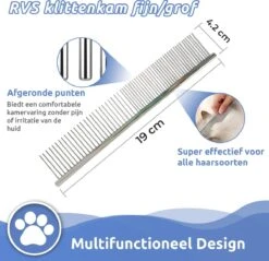TwinQ Vachtverzorgingsset Hond/kat - Professionele 2-zijdige Ondervacht Kam - Klittenkam Voor Honden En Katten - Verwijderd Klitten En Voorkomt Haaruitval - Incl. Vlooienkam En Tandenborstel -Dieren Product Winkel 1200x1163 7