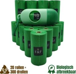 Feathers & Fur - Biologisch Afbreekbare Plastic Honden Poepzakjes - Extra Groot - Extra Sterk - Met Gratis Houder