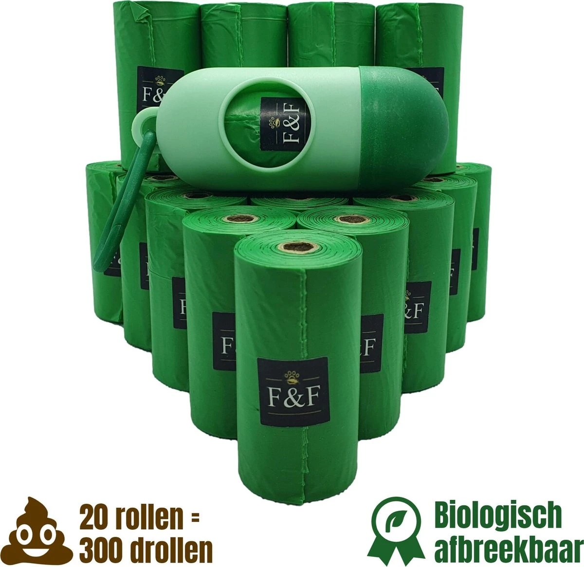 Feathers & Fur - Biologisch Afbreekbare Plastic Honden Poepzakjes - Extra Groot - Extra Sterk - Met Gratis Houder 1 Feathers & Fur - Biologisch Afbreekbare Plastic Honden Poepzakjes - Extra Groot - Extra Sterk - Met Gratis Houder