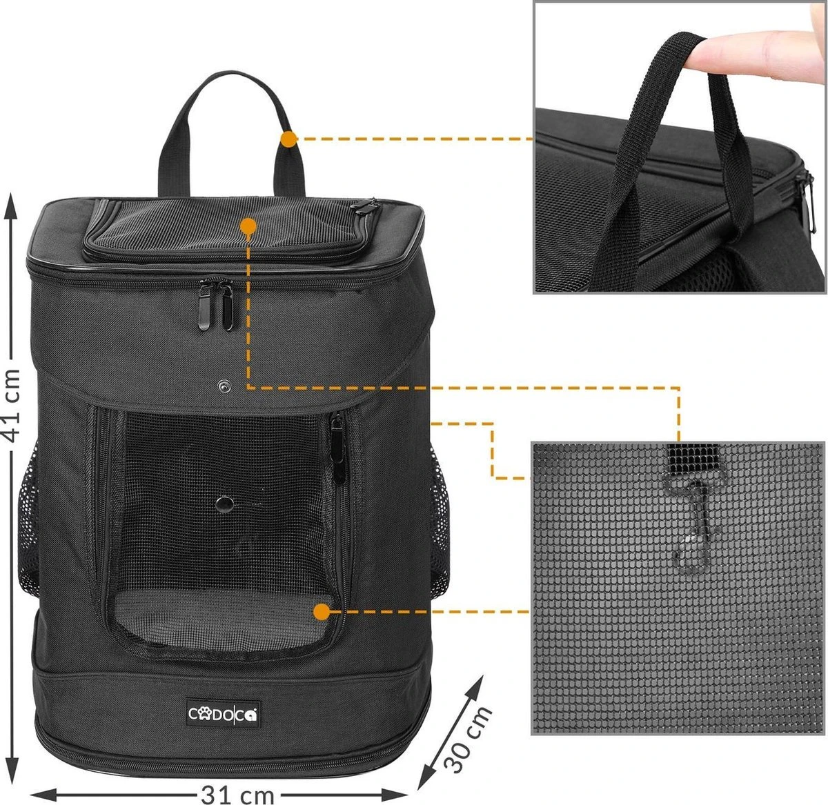 Cadoca Hondenrugzak - Tot 12kg Draagcomfort Verstelbaar - Zwart 4 Cadoca Hondenrugzak - Tot 12kg Draagcomfort Verstelbaar - Zwart - Afbeelding 4
